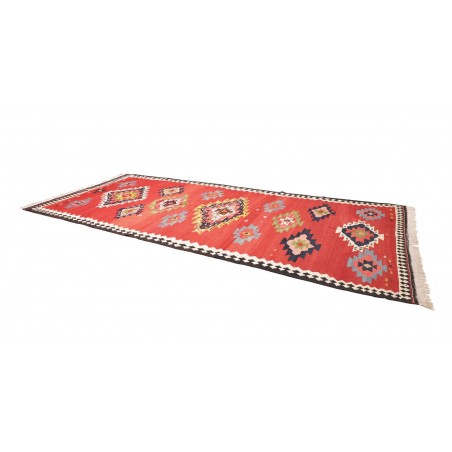 Tappeto Kilim Vintage Persia rosso grigio 200x445