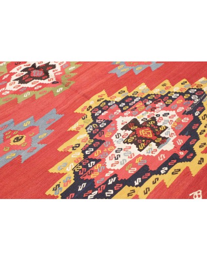 Tappeto Kilim Vintage Persia rosso grigio 200x445