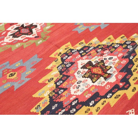 Tappeto Kilim Vintage Persia rosso grigio 200x445