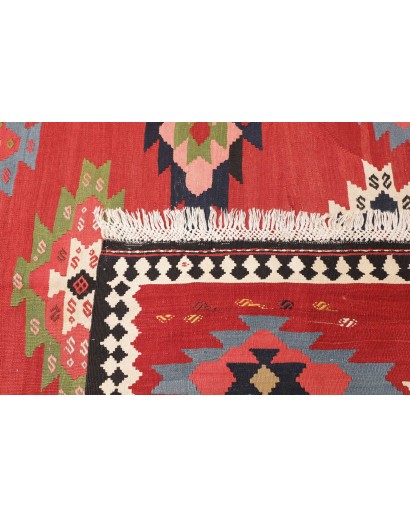 Tappeto Kilim Vintage Persia rosso grigio 200x445