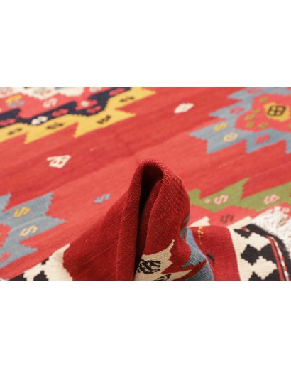Tappeto Kilim Vintage Persia rosso grigio 200x445