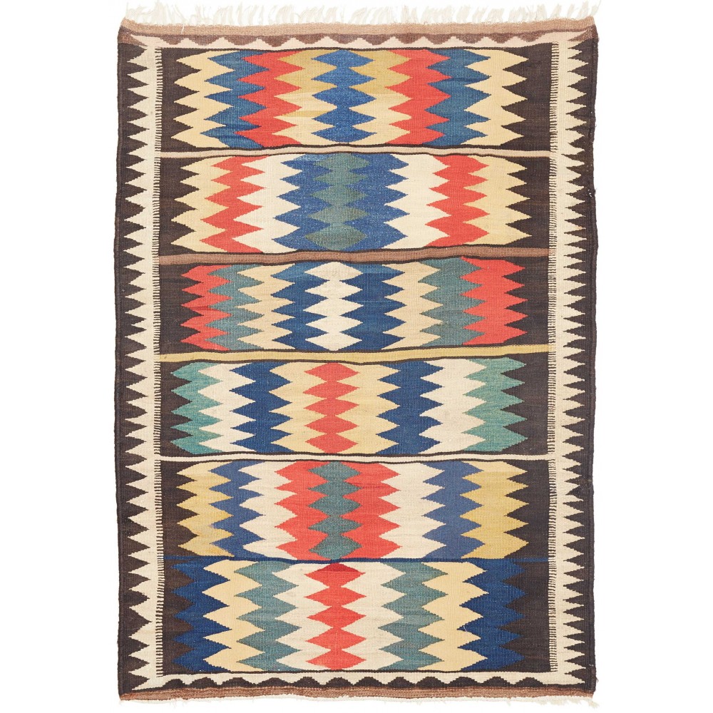 Tappeto Kilim Vintage Persia grigio marrone 114x164