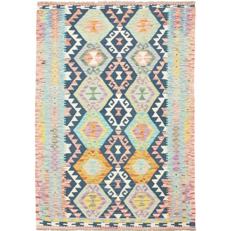 Tappeto Kilim Afghanistan bianco azzurro 129x179