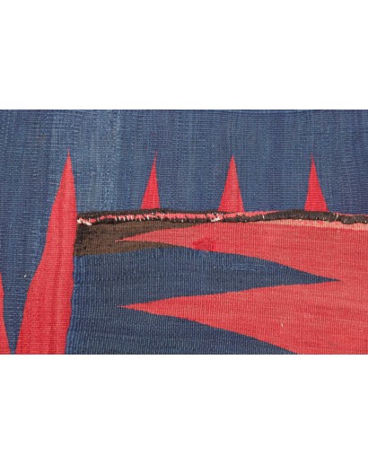 Tappeto Kilim Vintage Persia blu rosso 77x203
