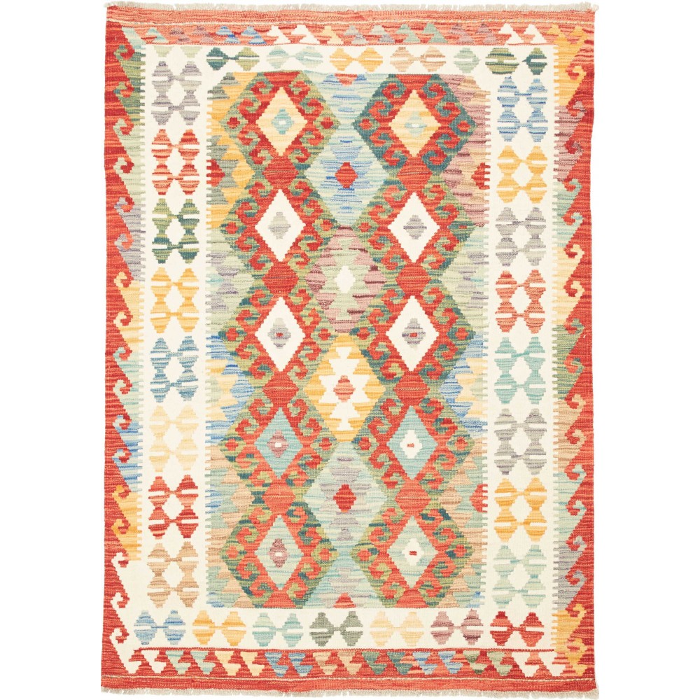 Tappeto Kilim Afghanistan giallo rosso 126x178