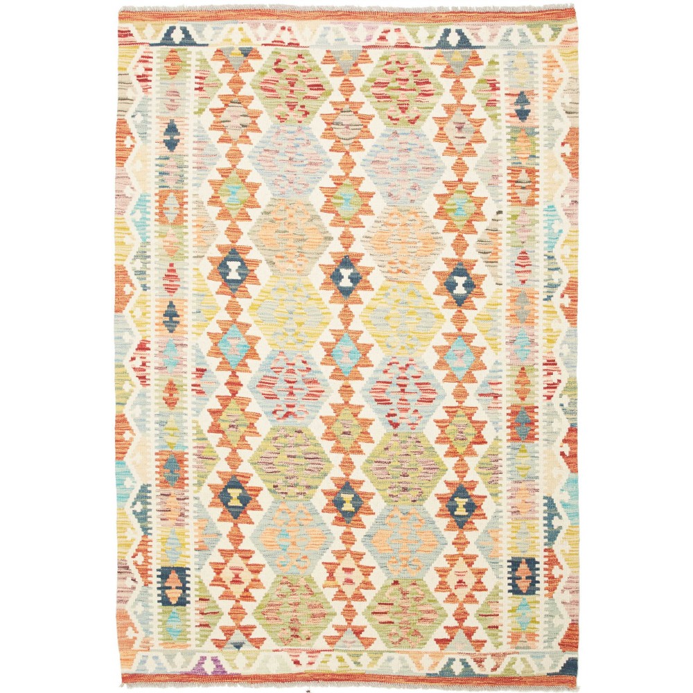 Tappeto Kilim Afghanistan giallo rosso 128x190