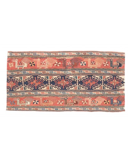 Tappeto Kilim Vintage Persia marrone grigio 95x45