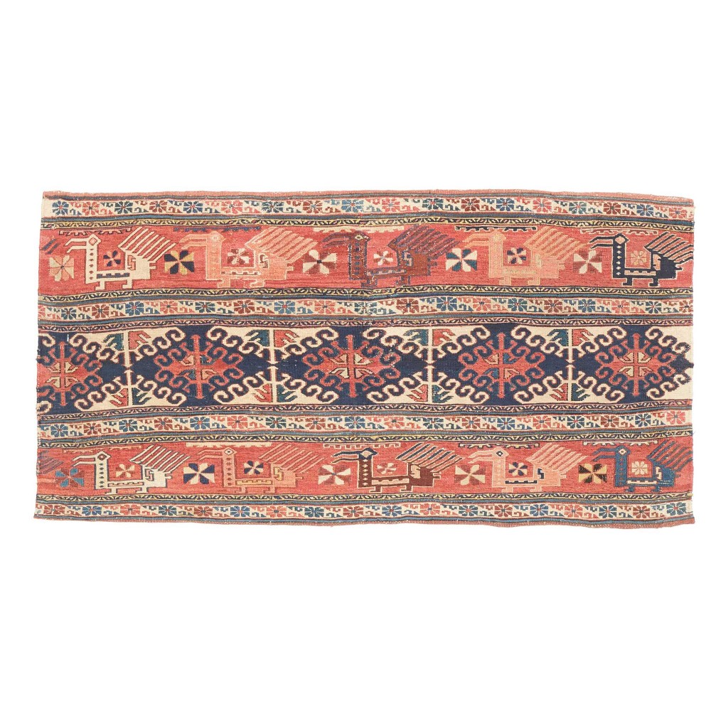 Tappeto Kilim Vintage Persia marrone grigio 95x45