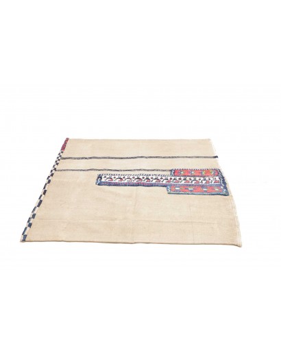 Tappeto Kilim Vintage Persia bianco grigio 127x215