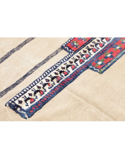 Tappeto Kilim Vintage Persia bianco grigio 127x215