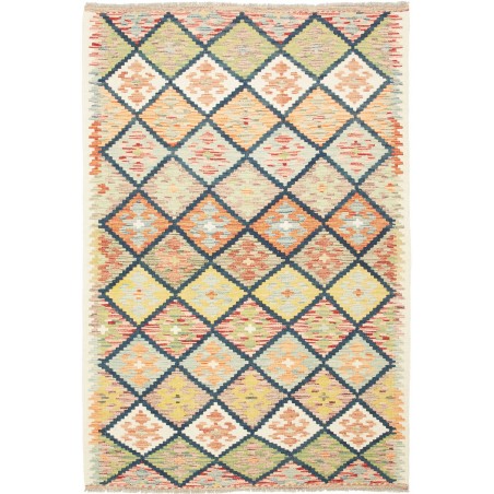 Tappeto Kilim Afghanistan giallo azzurro 125x188