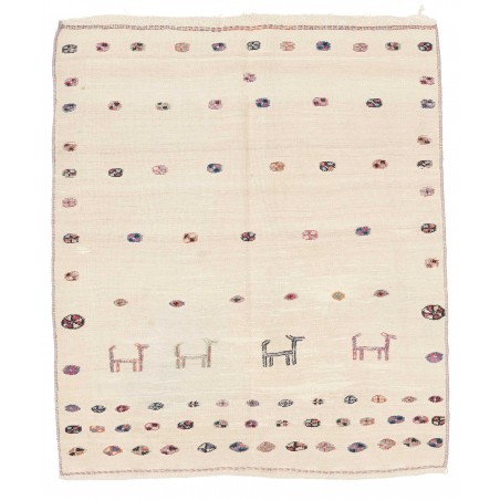 Tappeto Kilim Vintage Persia bianco grigio 110x126