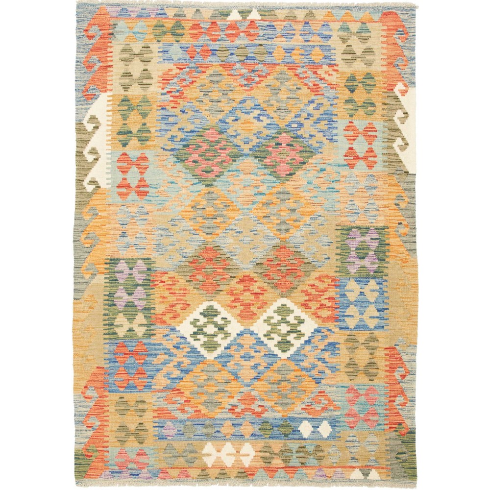 Tappeto Kilim Afghanistan marrone azzurro 128x178