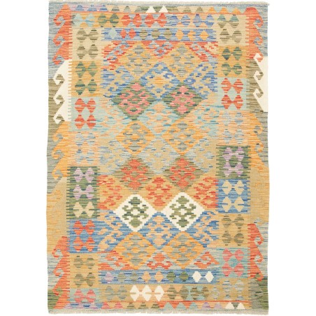 Tappeto Kilim Afghanistan marrone azzurro 128x178