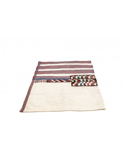 Tappeto Kilim Vintage Persia bianco azzurro 146x74