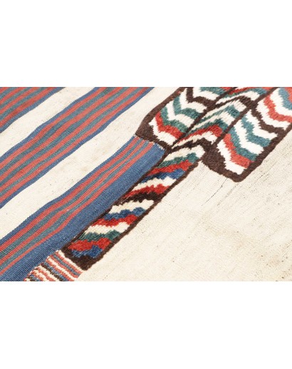 Tappeto Kilim Vintage Persia bianco azzurro 146x74