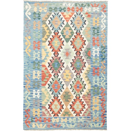 Tappeto Kilim Afghanistan beige azzurro 125x191