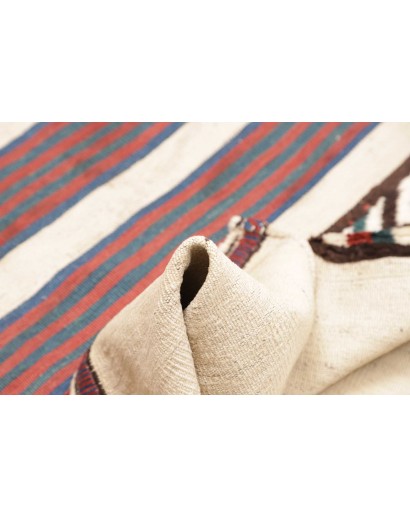 Tappeto Kilim Vintage Persia bianco azzurro 146x74