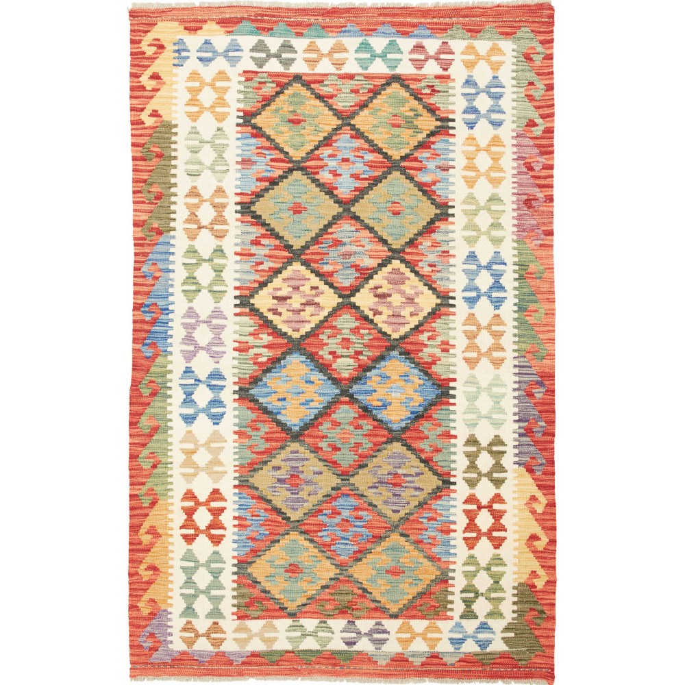 Tappeto Kilim Afghanistan marrone azzurro 125x200