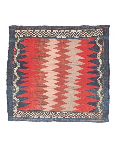 Tappeto Kilim Vintage Persia rosso grigio 77x74