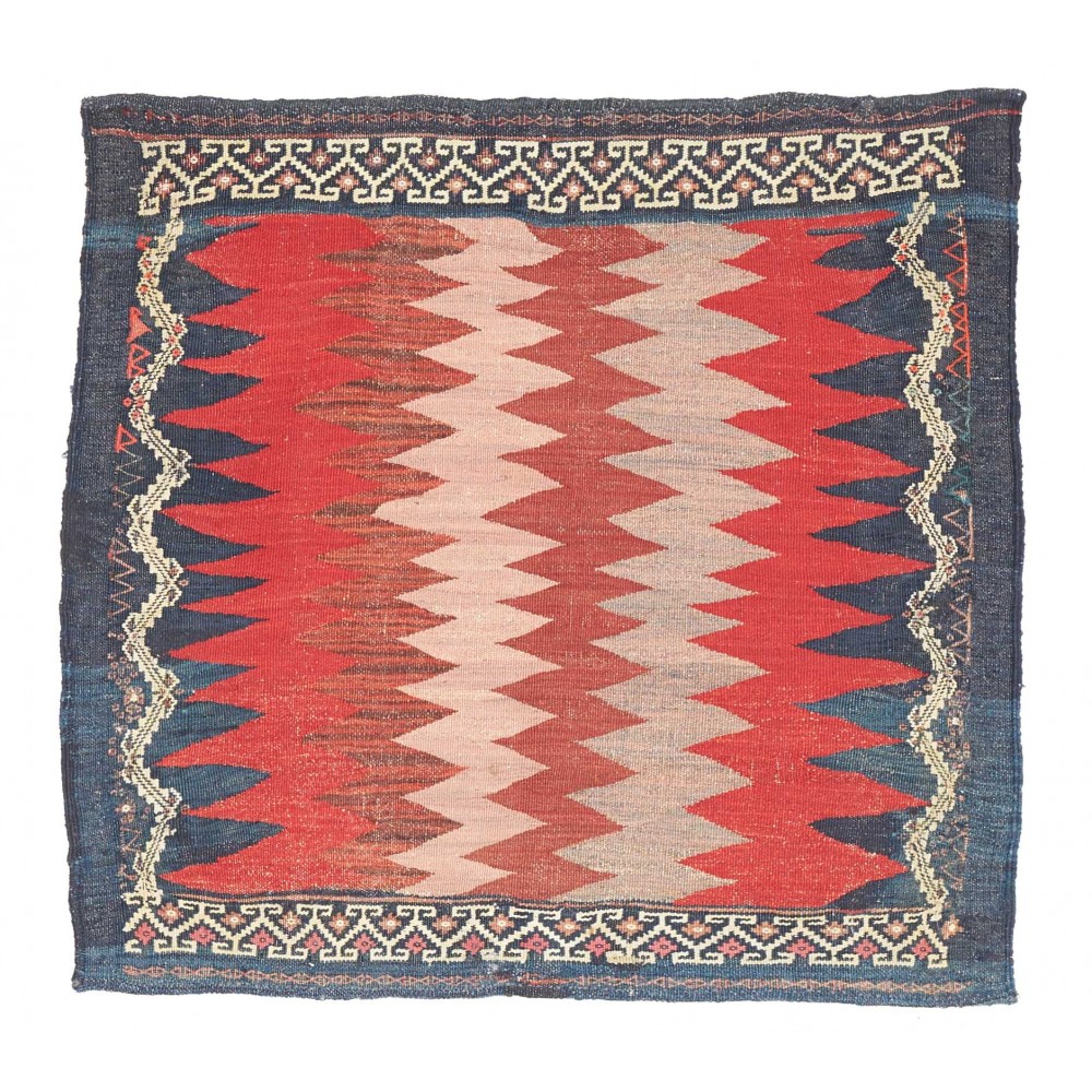 Tappeto Kilim Vintage Persia rosso grigio 77x74