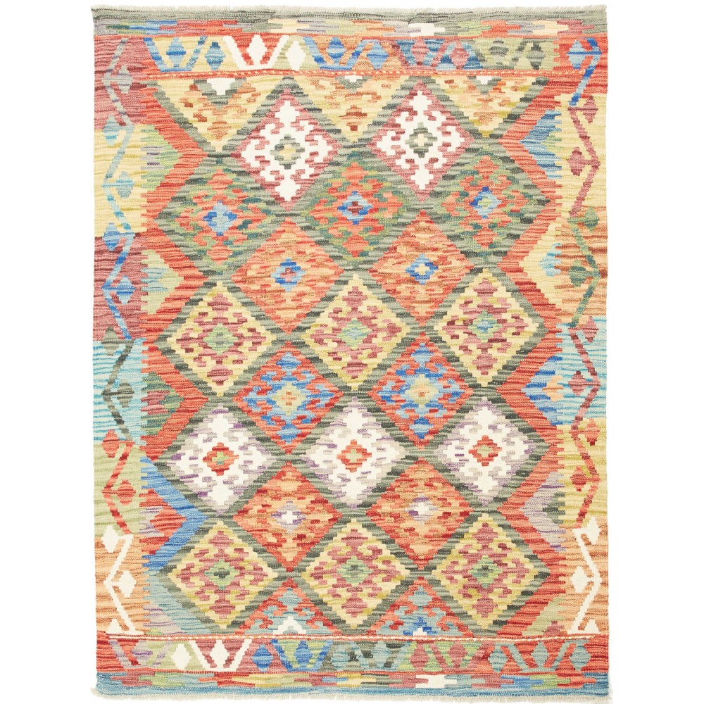 Tappeto Kilim Afghanistan marrone giallo 130x173