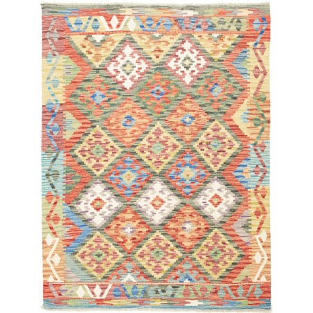 Tappeto Kilim Afghanistan marrone giallo 130x173