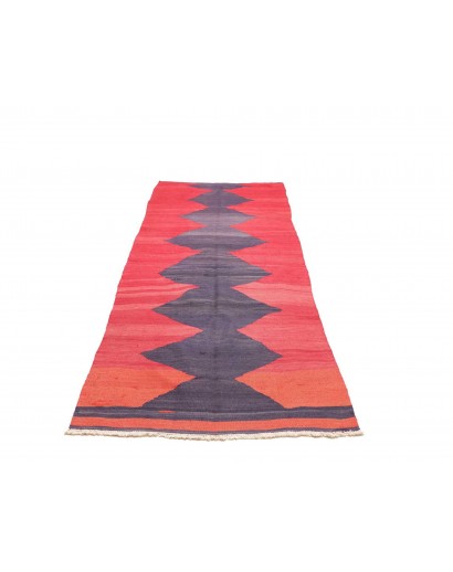 Tappeto Kilim Vintage Persia rosso azzurro 109x301