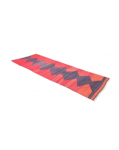 Tappeto Kilim Vintage Persia rosso azzurro 109x301