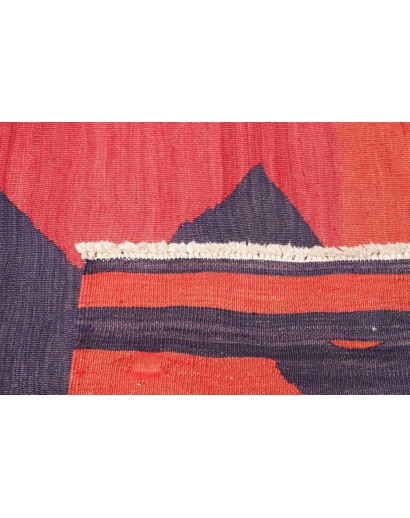 Tappeto Kilim Vintage Persia rosso azzurro 109x301