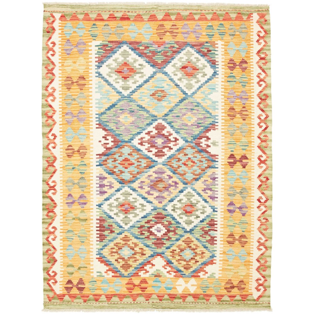Tappeto Kilim Afghanistan giallo arancione 128x169