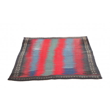 Tappeto Kilim Vintage Persia azzurro rosso 113x107
