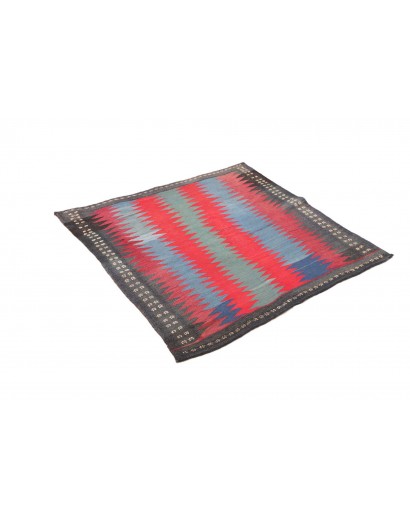 Tappeto Kilim Vintage Persia azzurro rosso 113x107