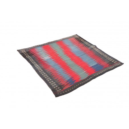 Tappeto Kilim Vintage Persia azzurro rosso 113x107