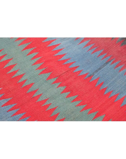 Tappeto Kilim Vintage Persia azzurro rosso 113x107