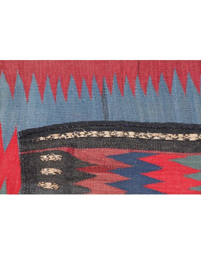 Tappeto Kilim Vintage Persia azzurro rosso 113x107