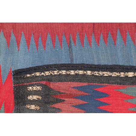 Tappeto Kilim Vintage Persia azzurro rosso 113x107