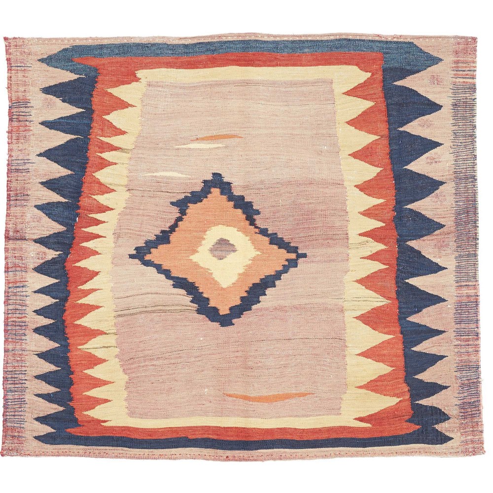 Tappeto Kilim Vintage Persia marrone grigio 118x107