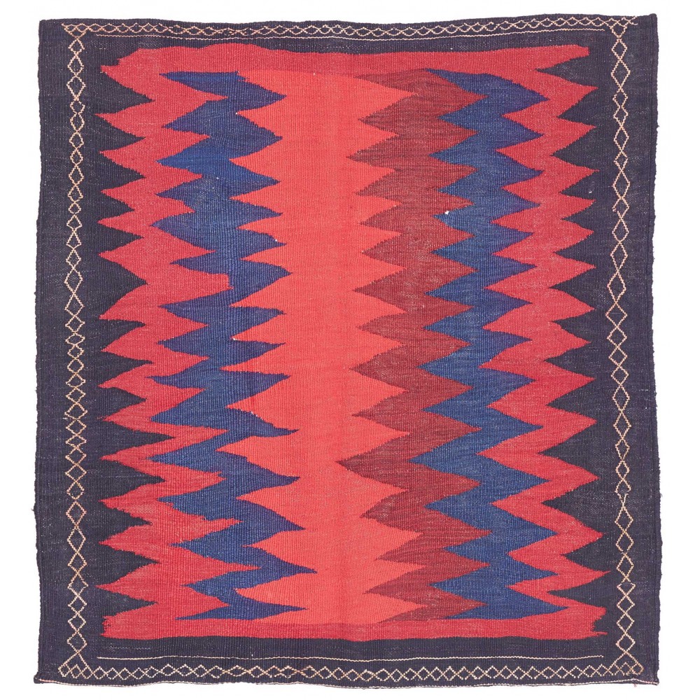 Tappeto Kilim Vintage Persia rosso grigio 105x112