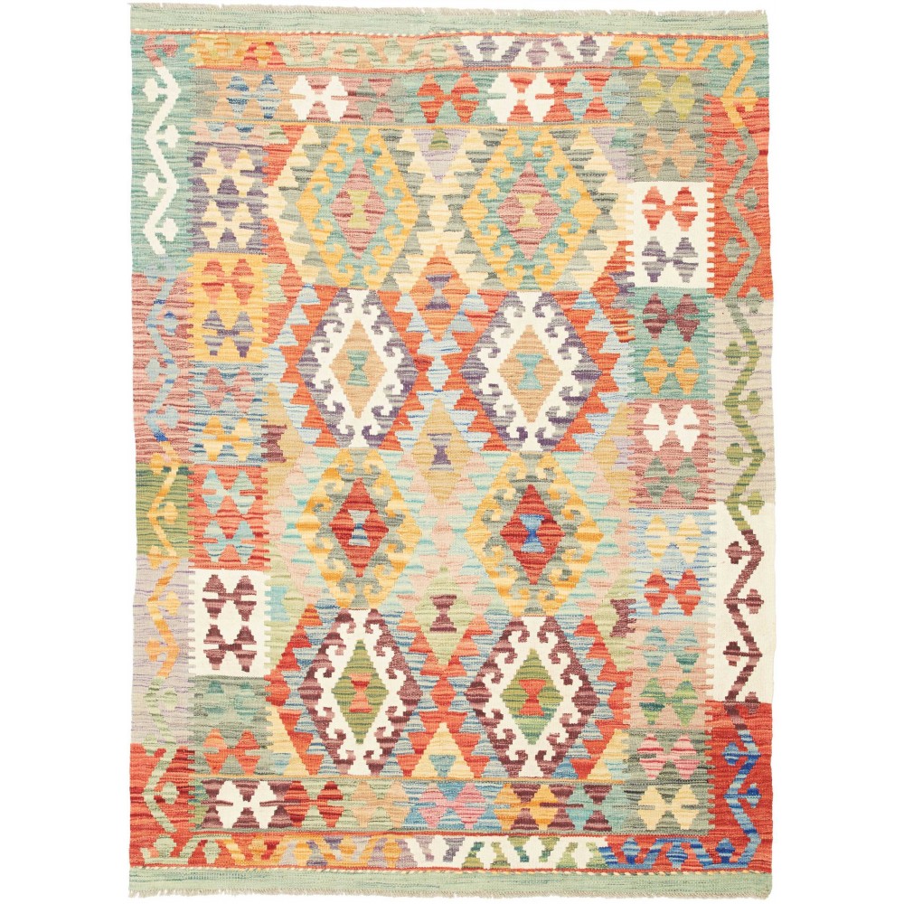 Tappeto Kilim Afghanistan marrone rosso 129x178