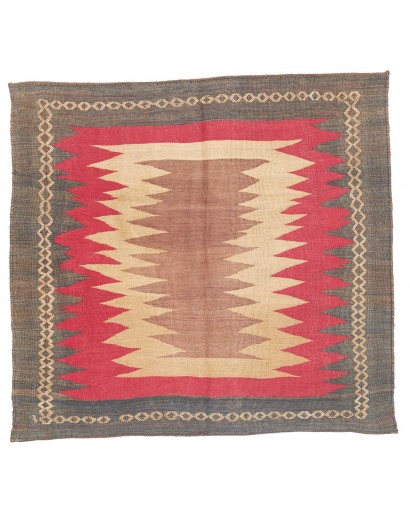 Tappeto Kilim Vintage Persia rosso grigio 130x129