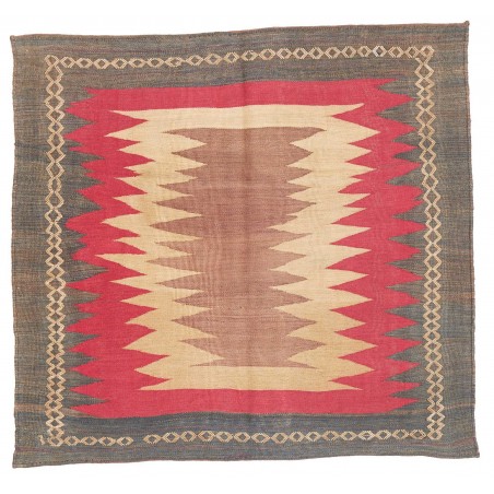 Tappeto Kilim Vintage Persia rosso grigio 130x129