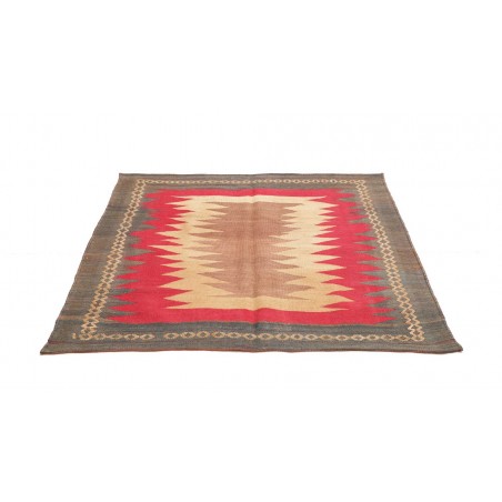 Tappeto Kilim Vintage Persia rosso grigio 130x129