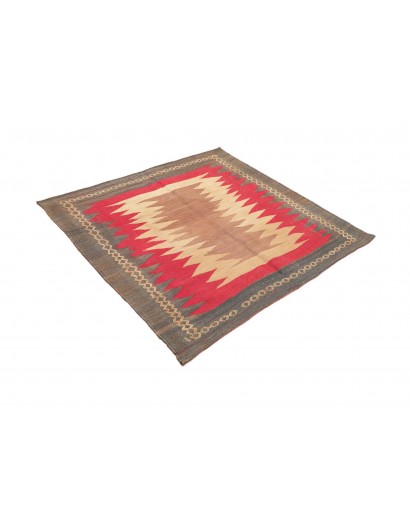 Tappeto Kilim Vintage Persia rosso grigio 130x129