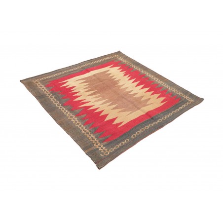 Tappeto Kilim Vintage Persia rosso grigio 130x129