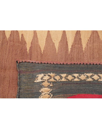 Tappeto Kilim Vintage Persia rosso grigio 130x129