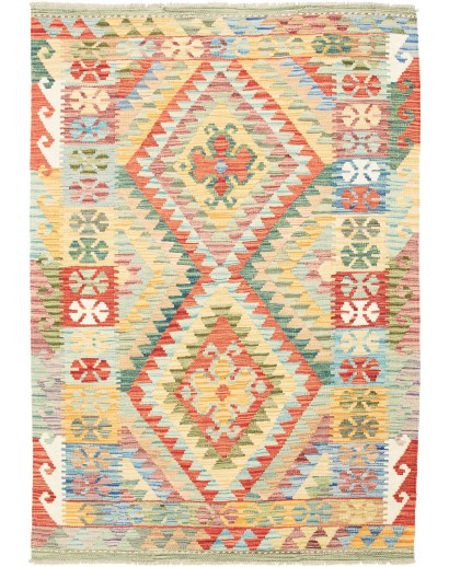 Tappeto Kilim Afghanistan giallo arancione 126x178