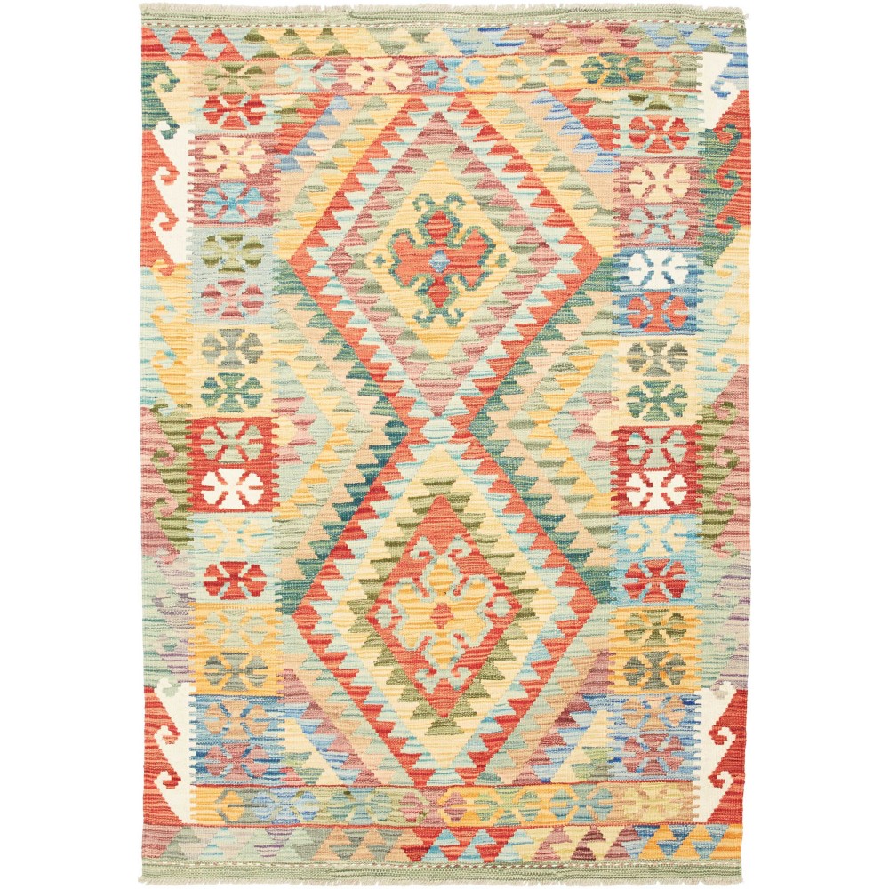 Tappeto Kilim Afghanistan giallo arancione 126x178 Tappeto Kilim Afghanistan giallo arancione 126x178