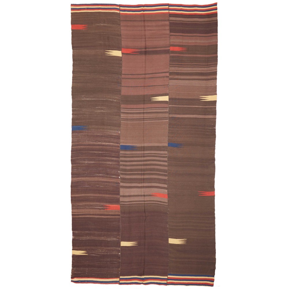 Tappeto Kilim Vintage Persia azzurro marrone 203x400