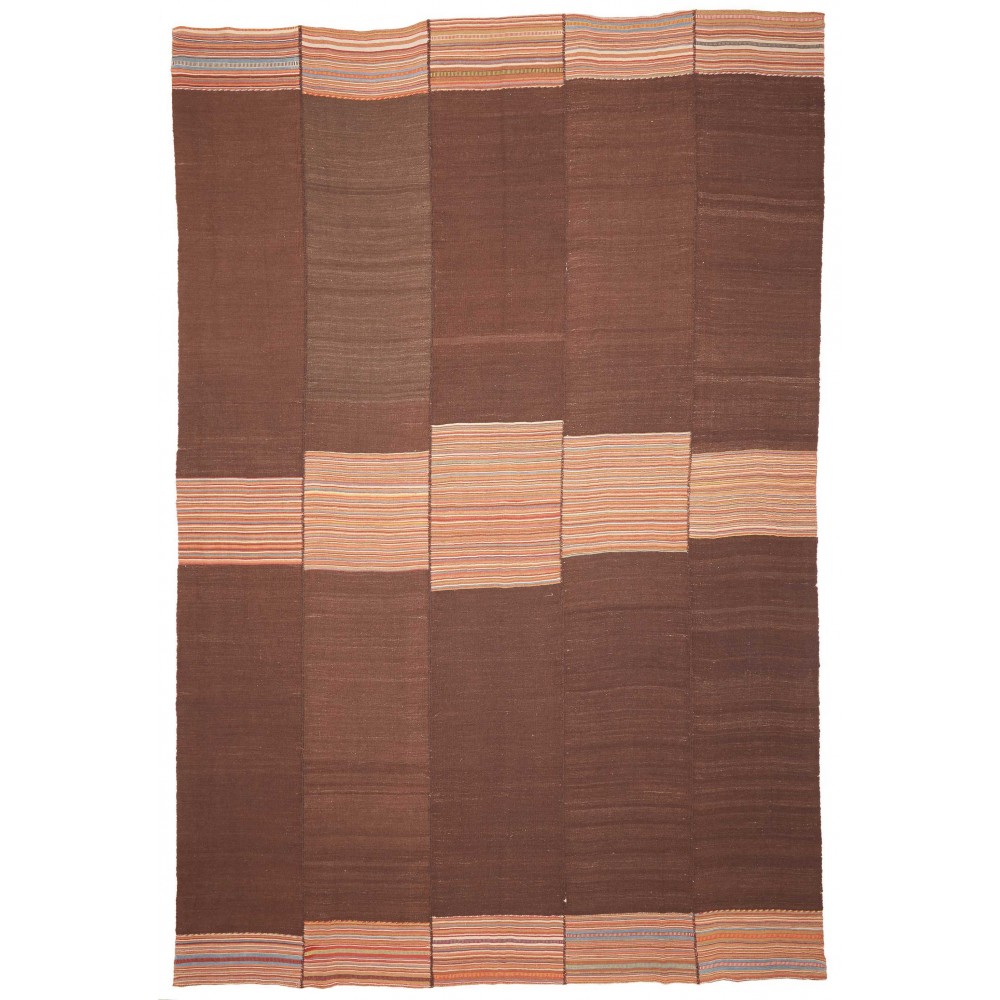 Tappeto Kilim Vintage Persia marrone verde 390x210